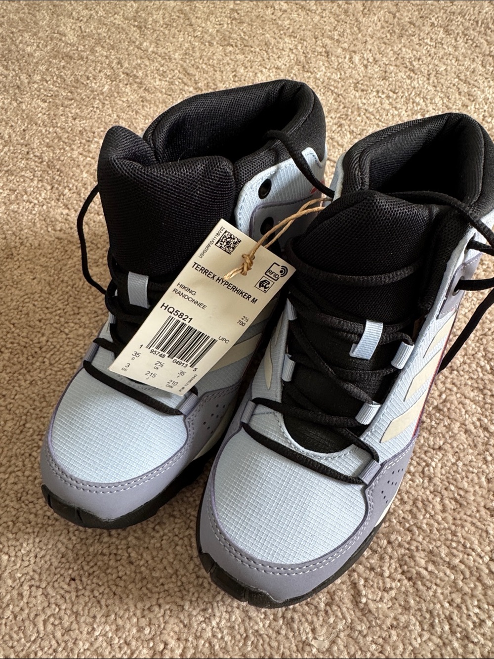 adidas Kids Light Blue and Black Terrex Trail Boots